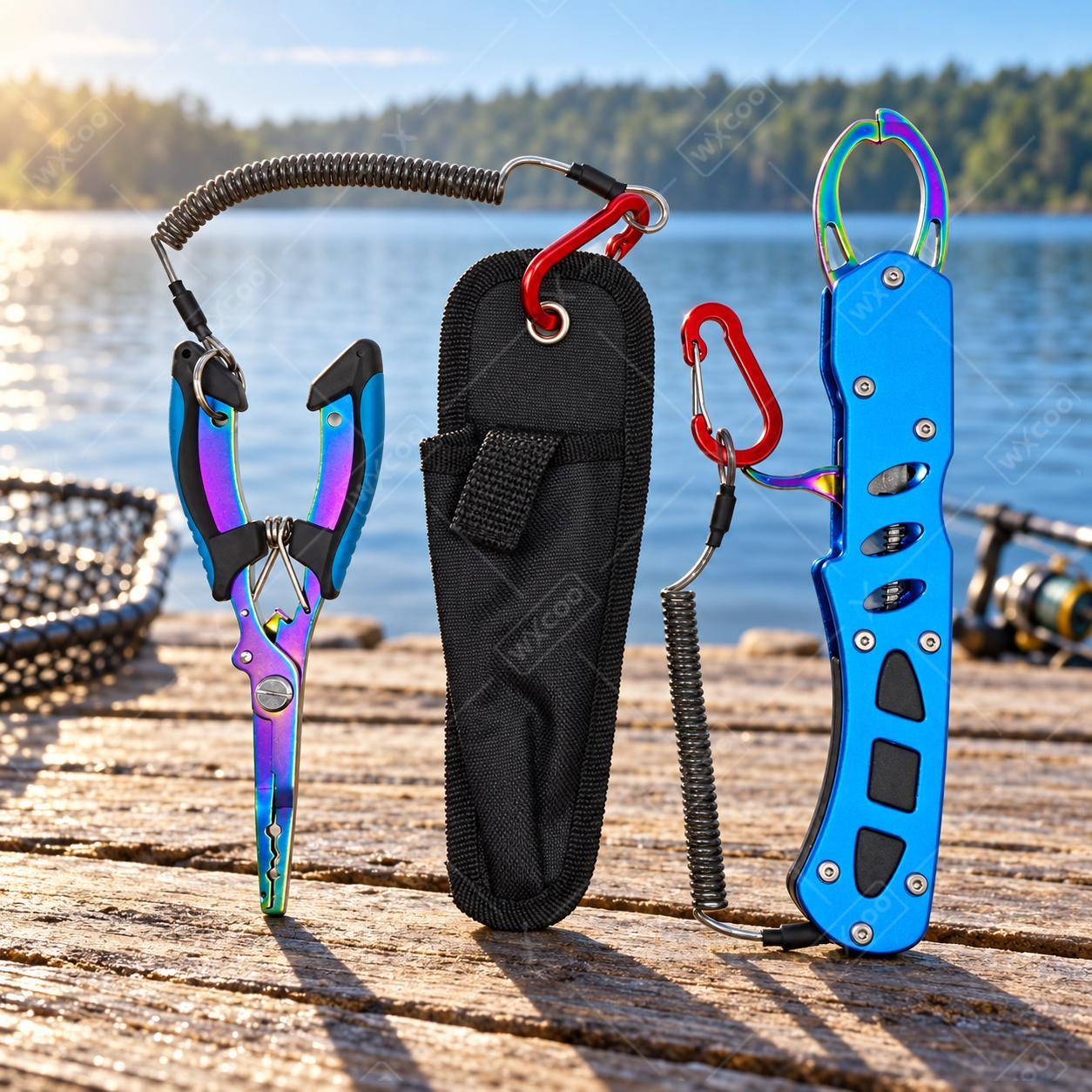 Fishing Hook Remover - คีมตกปลาทะเลเคลือบไทเทเนียมสีน้ำเงิน 16 ซม. พร้อมที่ถอดเบ็ด ที่ตัดสาย ที่เปิดห่วง
