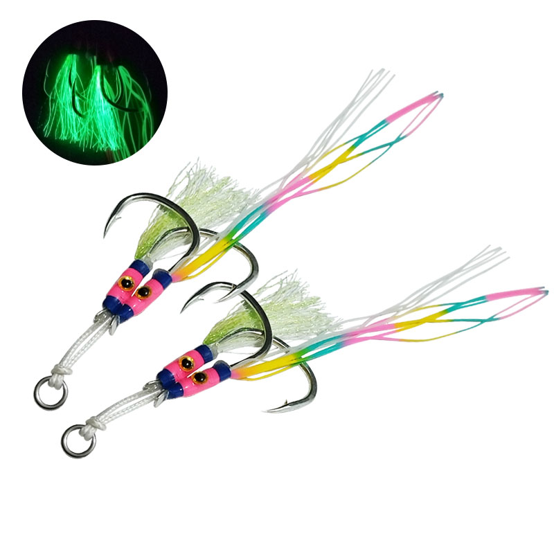 Fishing Hook Assortment - 2 คู่/ถุง ตัวเบ็ดตกปลาเรืองแสง คาร์บอนสูง แข็งแรง ทนทาน