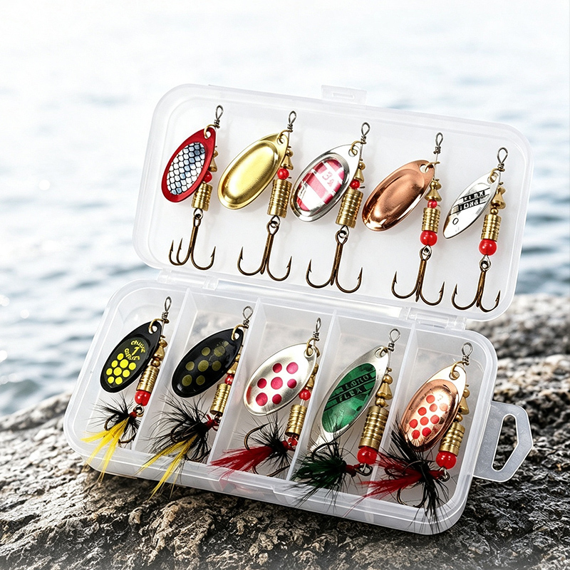 Fishing Hook Treble - ชุดเหยื่อตกปลาแบบสปินเนอร์ ใบมีดโลหะหมุนได้ น้ำหนัก 3 กรัม ถึง