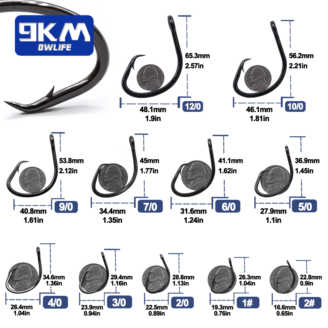 9KM ตะขอวงกลม 25 ~ 50 ชิ้นตะขอ - Fishing Hook Offset บทวิจารณ์และราคา