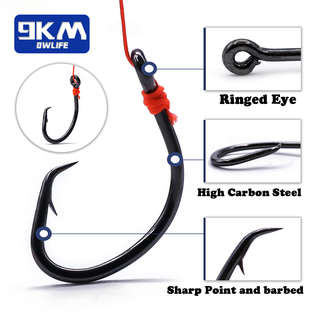 9KM ตะขอวงกลม 25 ~ 50 ชิ้นตะขอ - Fishing Hook Offset บทวิจารณ์และราคา